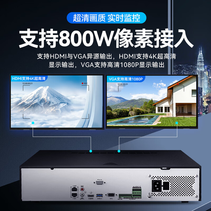 海康威视 16路 R系列高性能8盘位录像机+8T硬盘 高清安防监控主机