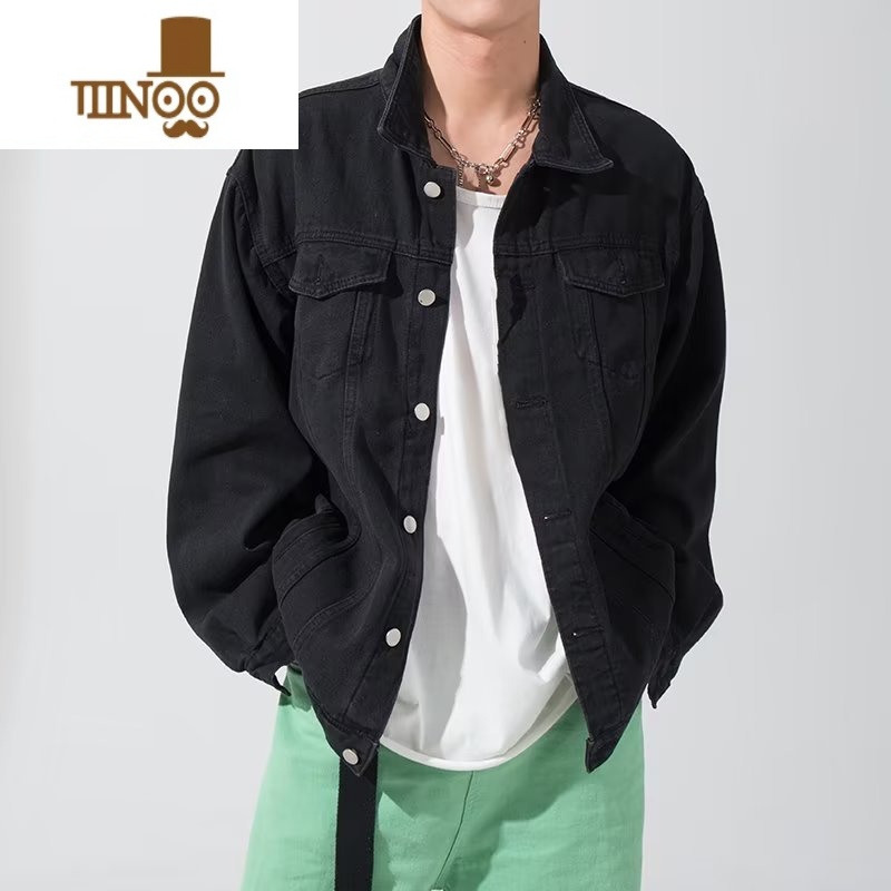 YANXU宽松大码牛仔外套男潮牌港风学生休闲工装夹克百搭男生上衣高清大图