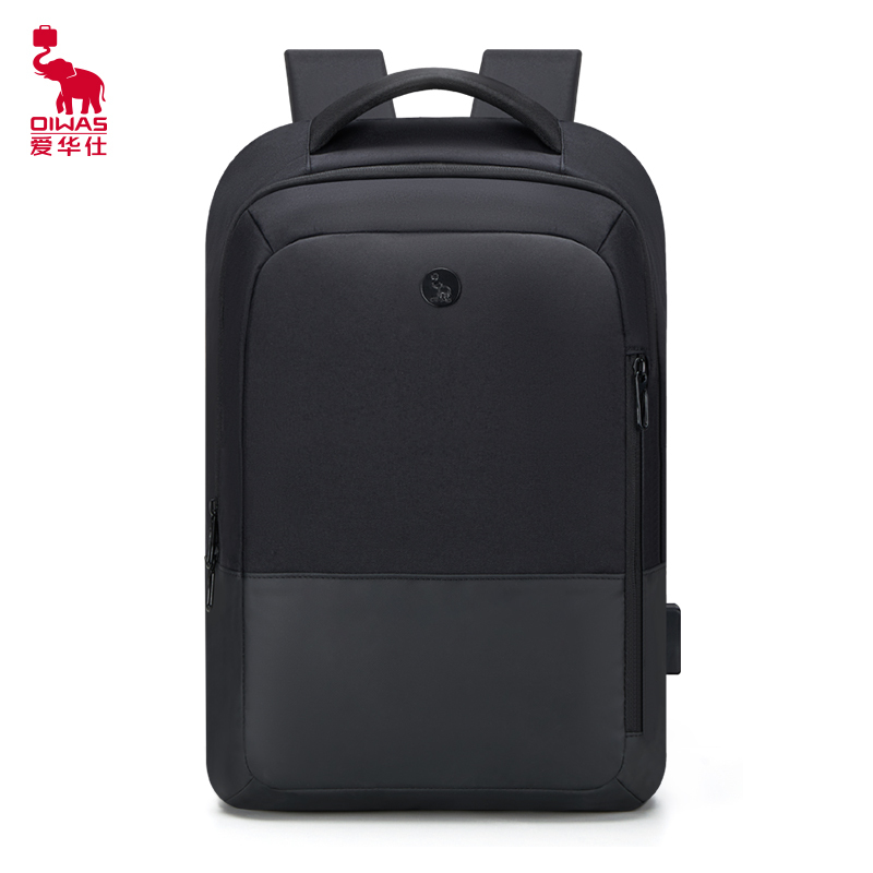 爱华仕(OIWAS)商务通勤15.6英寸双肩包 耐磨防泼 外置USB充电口可充电 OCB4915 黑色