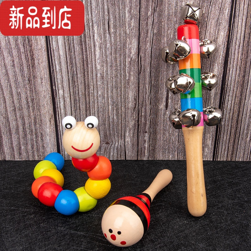 真智力敲击乐器婴幼儿0-1-2岁启蒙木质八音手敲琴8个月益智音乐玩具早教 四件套[敲琴+沙锤+四套柱+时钟]