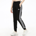 阿迪达斯（adidas）女裤 新款时尚三条纹运动裤修身舒适休闲裤针织束脚长裤GM5542 ZP M GM5542/黑色