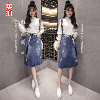 秋壳牛仔半身裙女中长a字裙高腰裙子显瘦百搭牛仔裙潮
