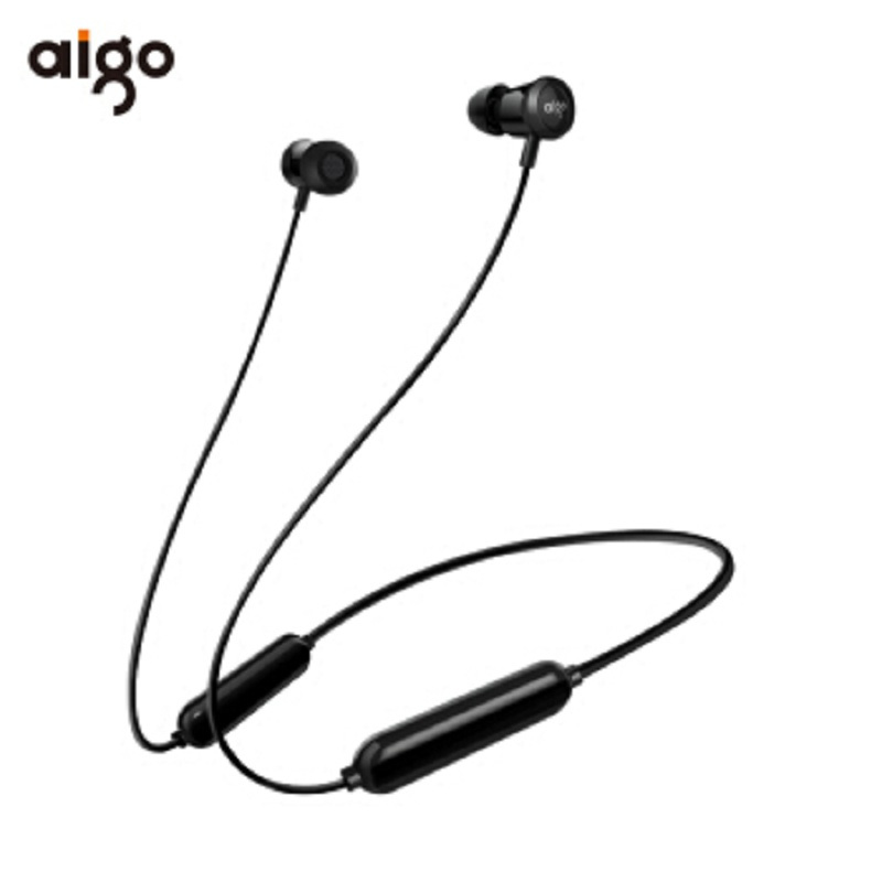 [精选]爱国者(aigo)W03-钢琴黑蓝牙耳机无线运动 双耳项圈式5.0蓝牙耳机挂脖头戴入耳式