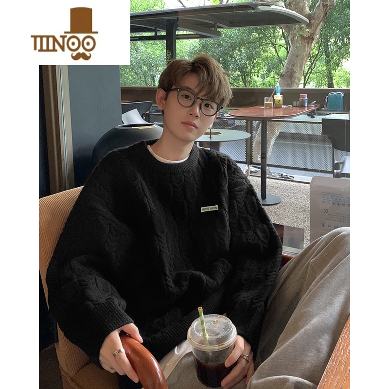YANXU费尔岛毛衣男美式复古外套加厚桐乡毛衫慵懒风日系针织衫高清大图