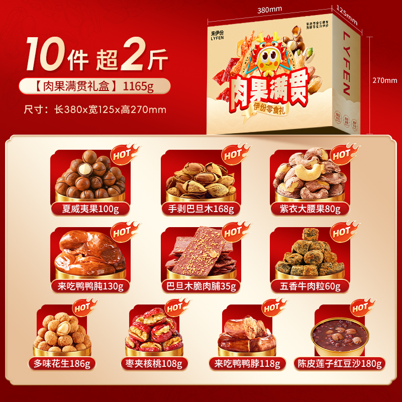 来伊份肉果大满贯年货礼盒坚果肉肉1165g过年送礼公司福利高清大图