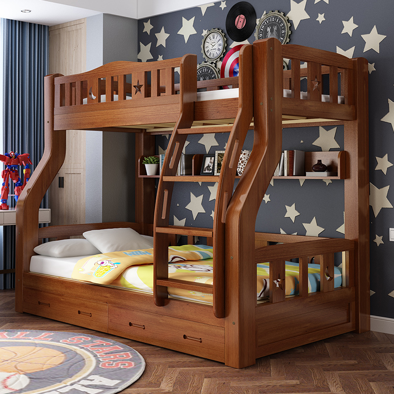 欧梵森 床 美式乡村实木木质儿童床上下床多功能高低床双层床双人床