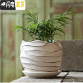 三维工匠花盆陶瓷清仓特价大号欧式个性创意北欧简约塑料多肉花盆绿萝吊兰 酒红色单个中号个性螺纹 大