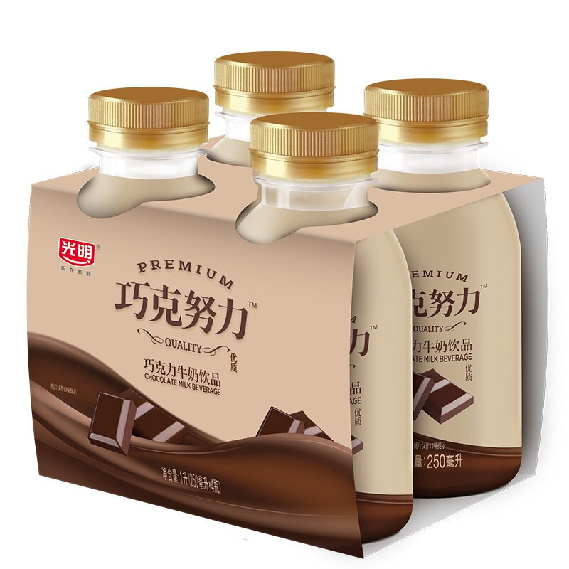 光明250ml巧克力牛乳饮品四连装*6 (250ml*24瓶)