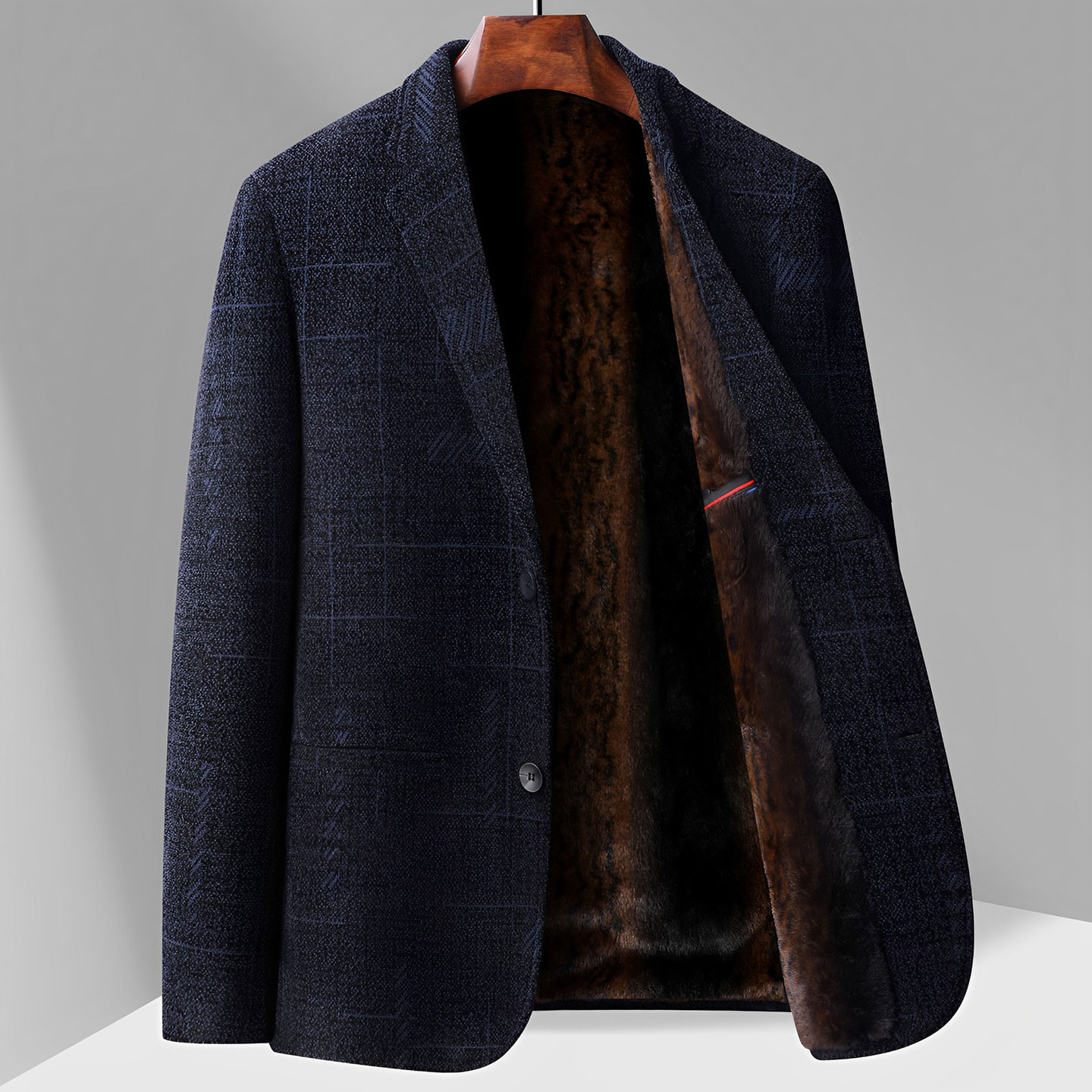 啄木鸟爸爸冬装外套装中年西服男加绒加厚喜公公结婚礼服婚宴西年高清大图