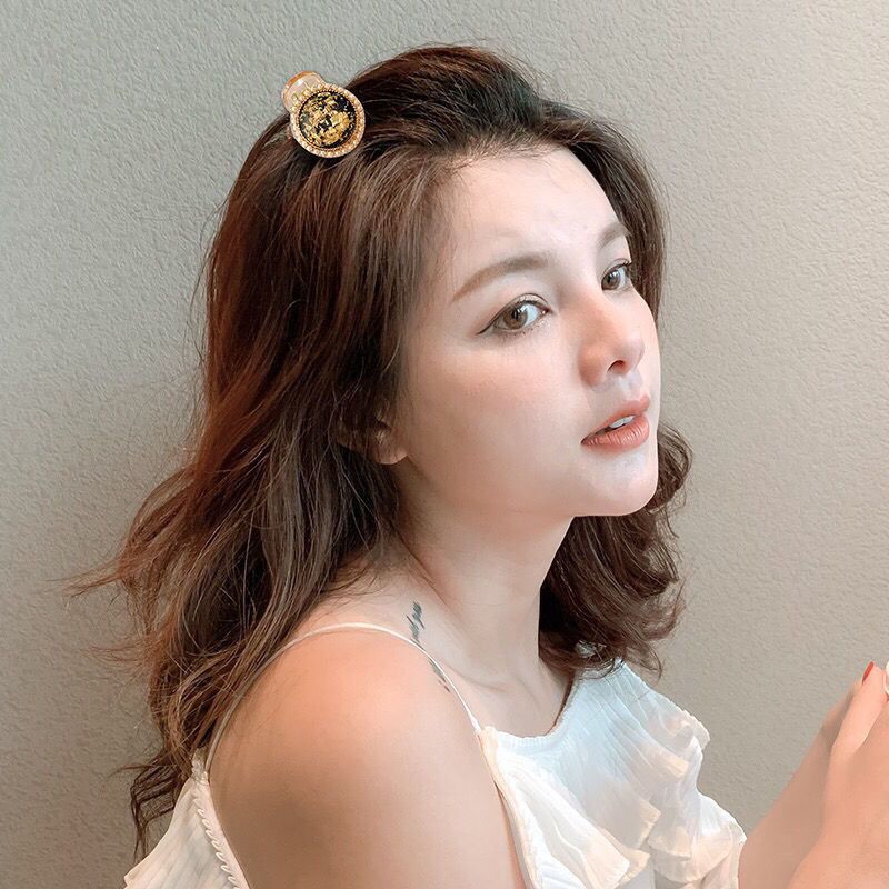 高颜值!韩版琉璃锡箔抓夹女韩式中号发夹公主发抓丸子头马尾夹 黑色