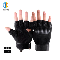 京采盾男士半指手套登山防护耐磨自驾骑行运动黑色XL码