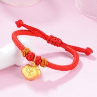 GZUAN古钻珠宝 足金黄金3D硬金祈福平安锁宝宝锁手链手串 YJS0013