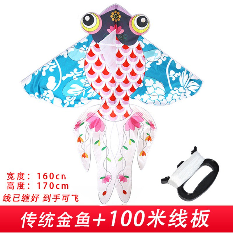 传统潍坊风筝儿童2020新款金鱼风筝微风易飞大型高档成人风筝线轮创意 三维工匠 青花瓷金鱼+500米线轮