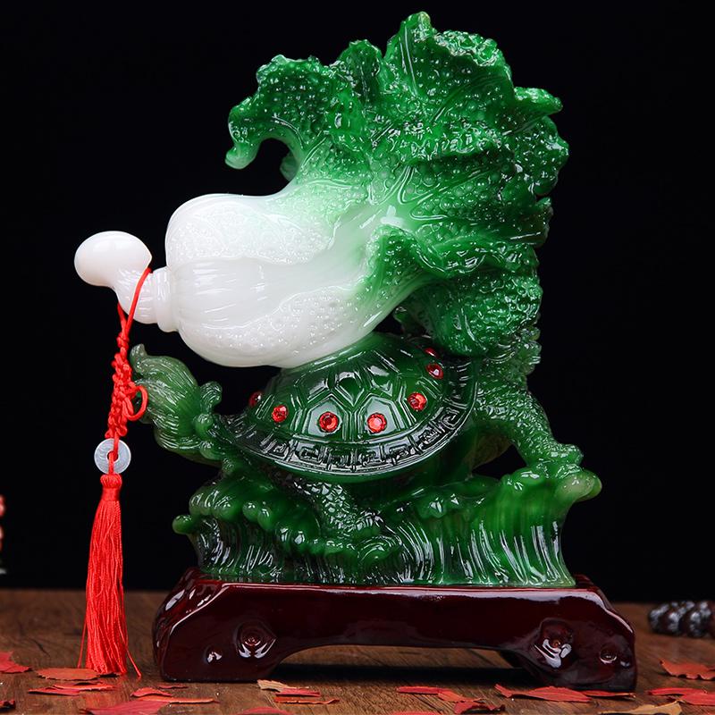 美帮汇龙龟玉白菜摆件家居装饰品玄关酒柜房间布置摆设客厅开业礼品高清大图