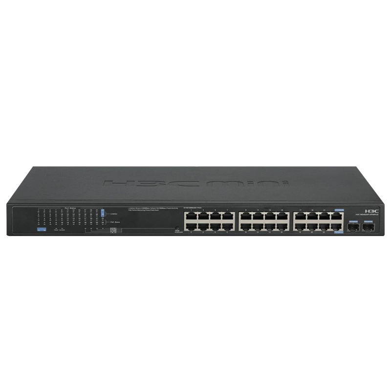 新华三(H3C)MS4024P-PWR-EI 24口千兆电+2千兆光纤口非网管企业级网络安防监控POE交换机225W供电
