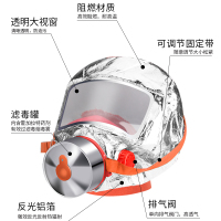 大邦面具消防3C认证家用防毒面具自发光夜光盒TZL30过滤式自救呼吸器防烟防火面罩逃生面罩无异味红色硅胶应急用