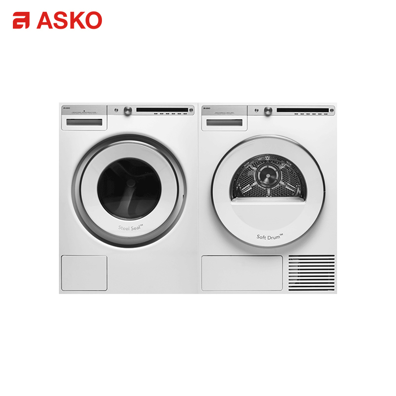 雅士高ASKO欧洲进口家用洗烘套装蒸汽热泵9kg组合W4096P.W+T409HS