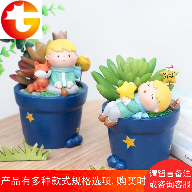 创意田园小王子多肉肉花盆小号阳台植物装饰盆栽室内桌面摆件送礼