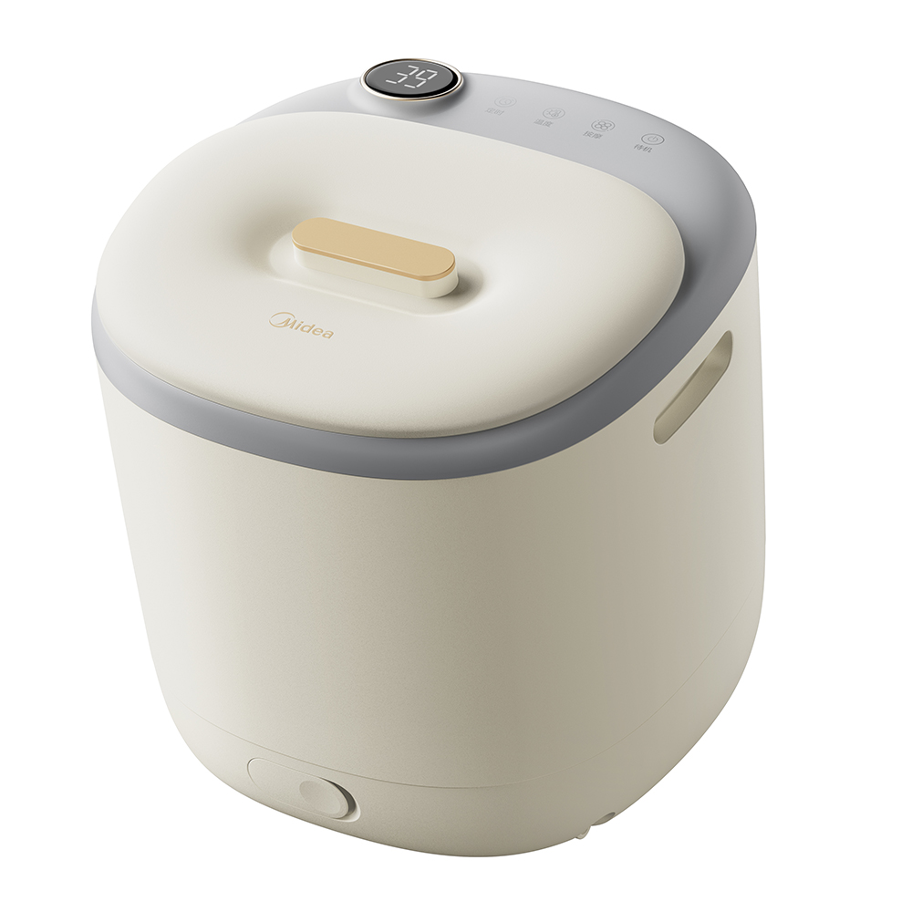 美的(Midea)冲浪按摩泡脚桶加热电动足浴盆理疗自动洗脚盆高深过小腿泡脚盆恒温3D分区揉推小方糖暖阳白 ZL1P GM