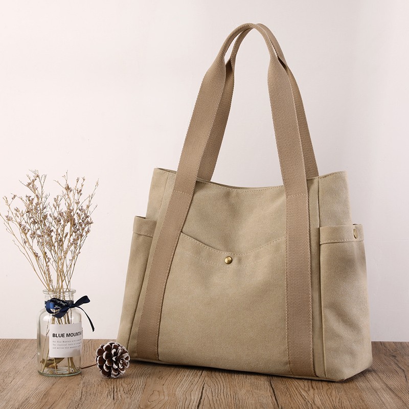 福源大包包女包帆布包女单肩斜挎手提布包女士上课书包背包大容量纯色