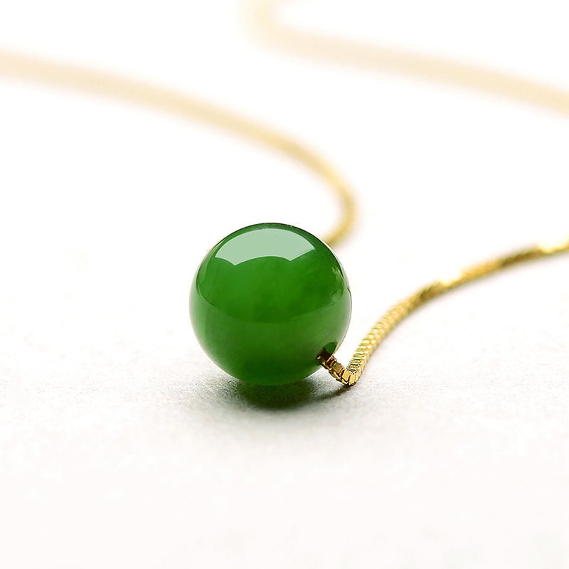 BF璀尚珠宝 菠菜绿路路通和田碧玉吊坠项链 BFD0094