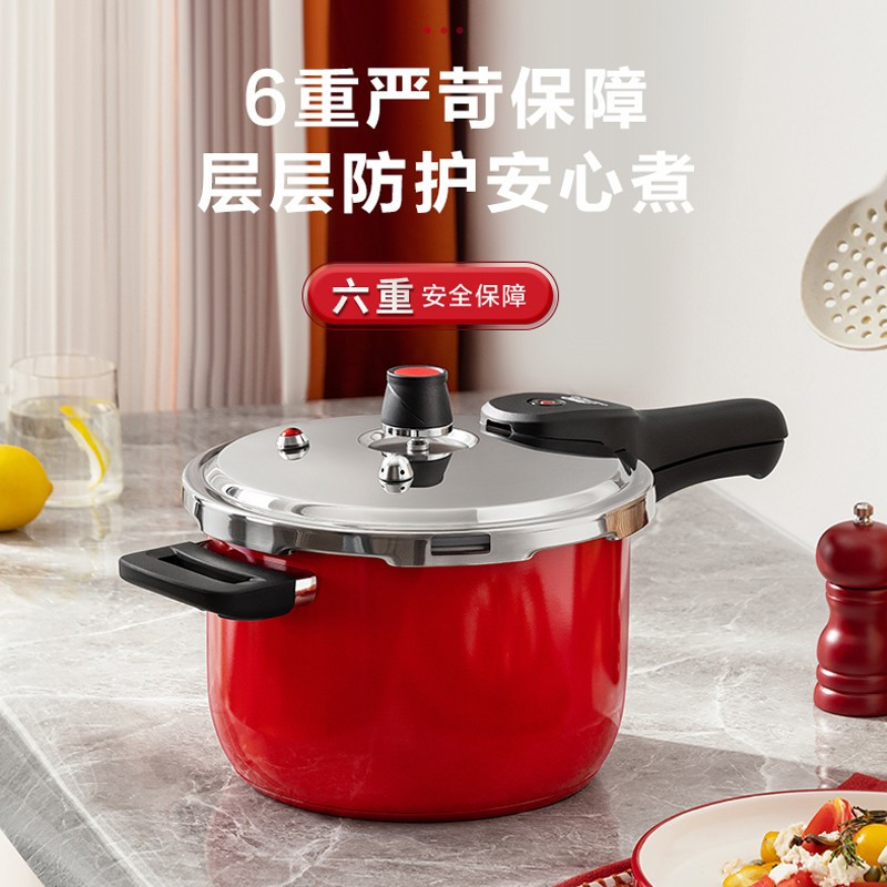 爱仕达高压锅燃气 304不锈钢压力锅电磁炉24cm 家用加厚安全六保险防爆不挑炉灶 YS24A7WG