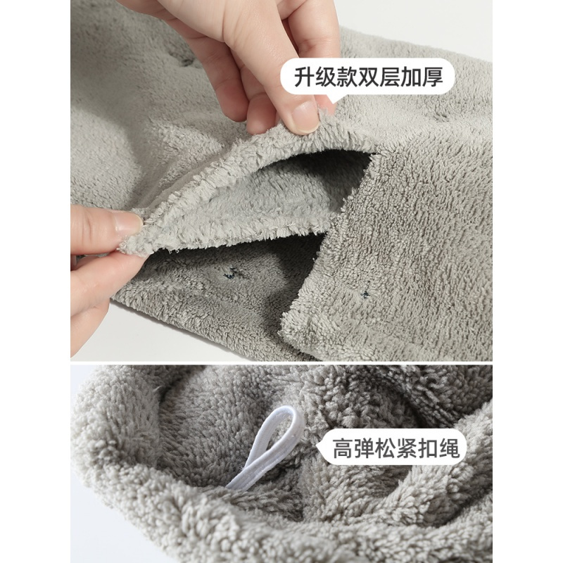 加厚干发帽日本吸水加大双层干发巾擦头速干浴帽可爱长发毛巾 三维工匠 [升级双层加厚]藕粉+酱紫色