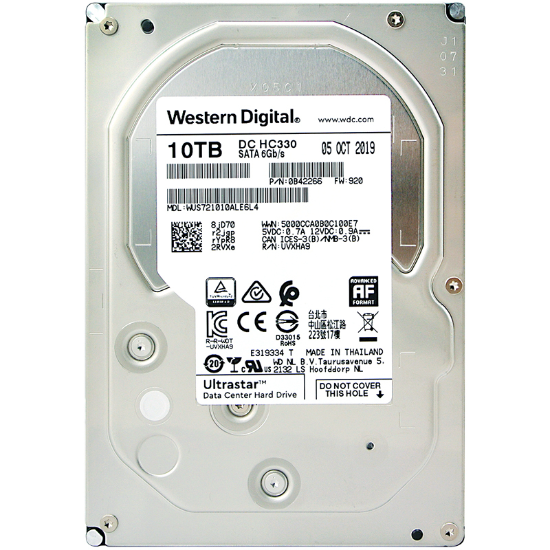 西部数据 企业级硬盘 Ultrastar DC HC330 SATA 10TB 7200转 256MB
