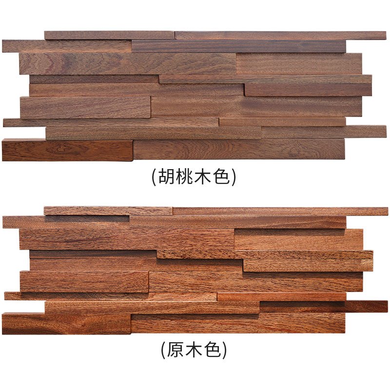 2.5公分-46元/片-255元/㎡ 沙比利木 老船木黑胡桃木色竖条木线条实木马赛克电视背景墙砖招牌木马赛克