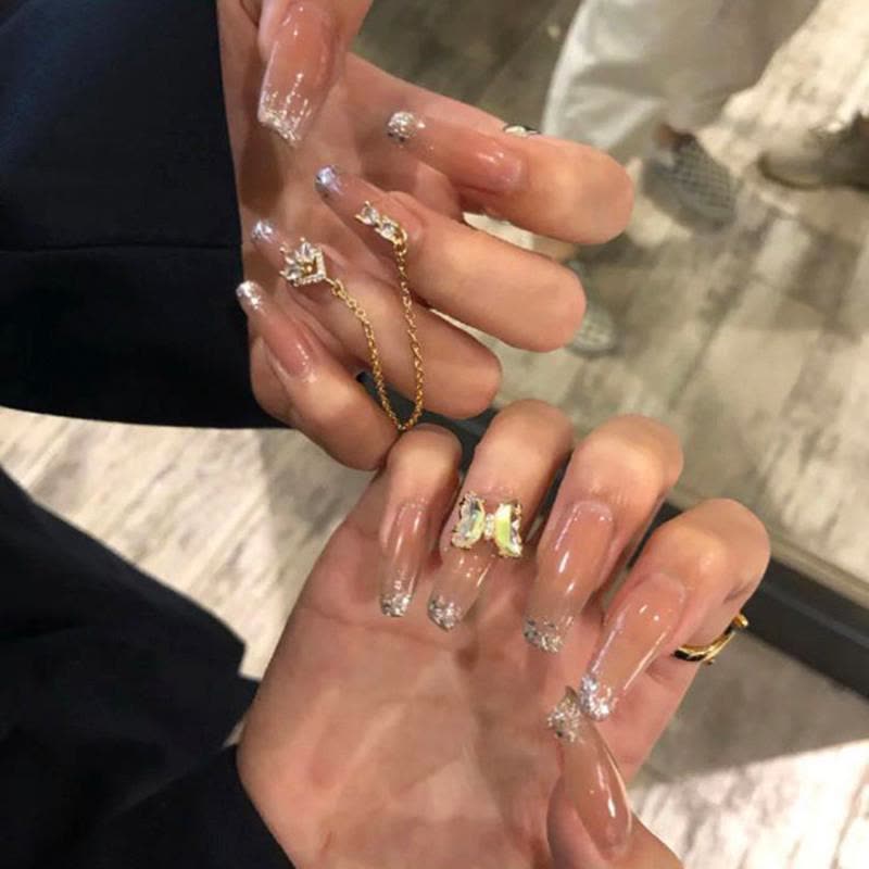 星月珍珠吊坠穿戴美甲仙女炫酷ins可拆卸饰品假指甲成品 珍珠星月链条 小胶水+小搓条+双面果冻胶图片