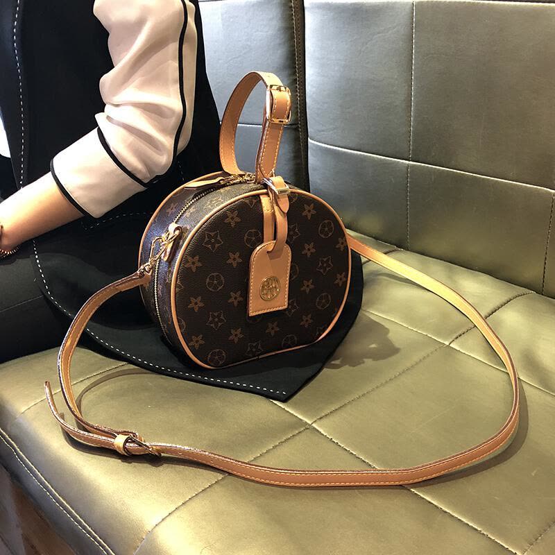 古帝琴轻奢品牌香港品牌真皮女包2019新款老花小圆包经典百搭小包包手提包单肩包主图色_220 默认颜色图片