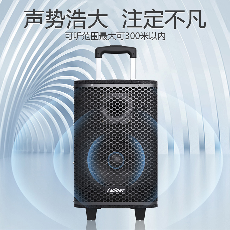 爱浪(AvliGHT)TA-12户外广场舞音响大音量唱歌移动拉杆音箱家用k歌专业演出带无线话筒跳舞重低音大功率