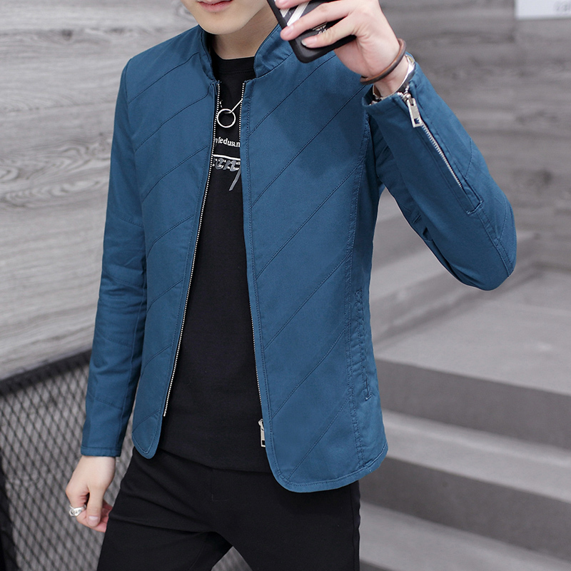 秋季男士薄款夹克衫青少年韩版个性修身外套型师男装短款夹克