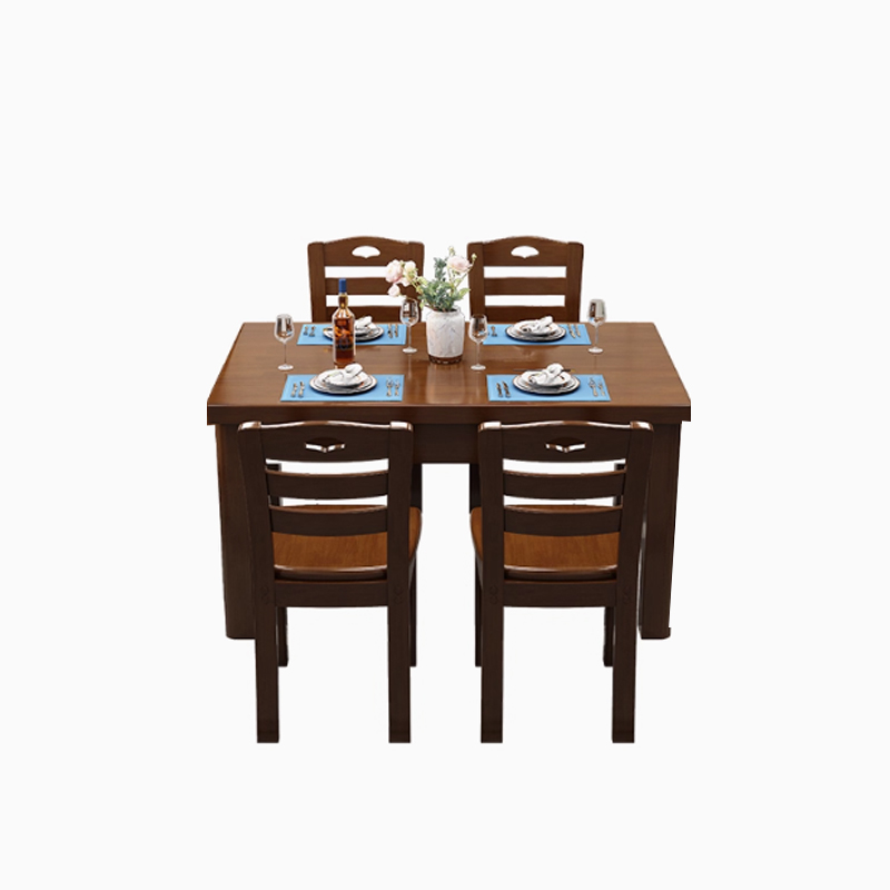 圣德列实木餐桌一桌四椅R-4 1200*700*750mm高清大图