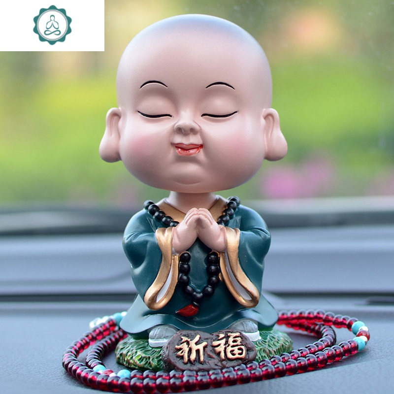 汽车摆件可爱创意摇头卡通公仔车内平安佛像车载娃娃小和尚封后祈福