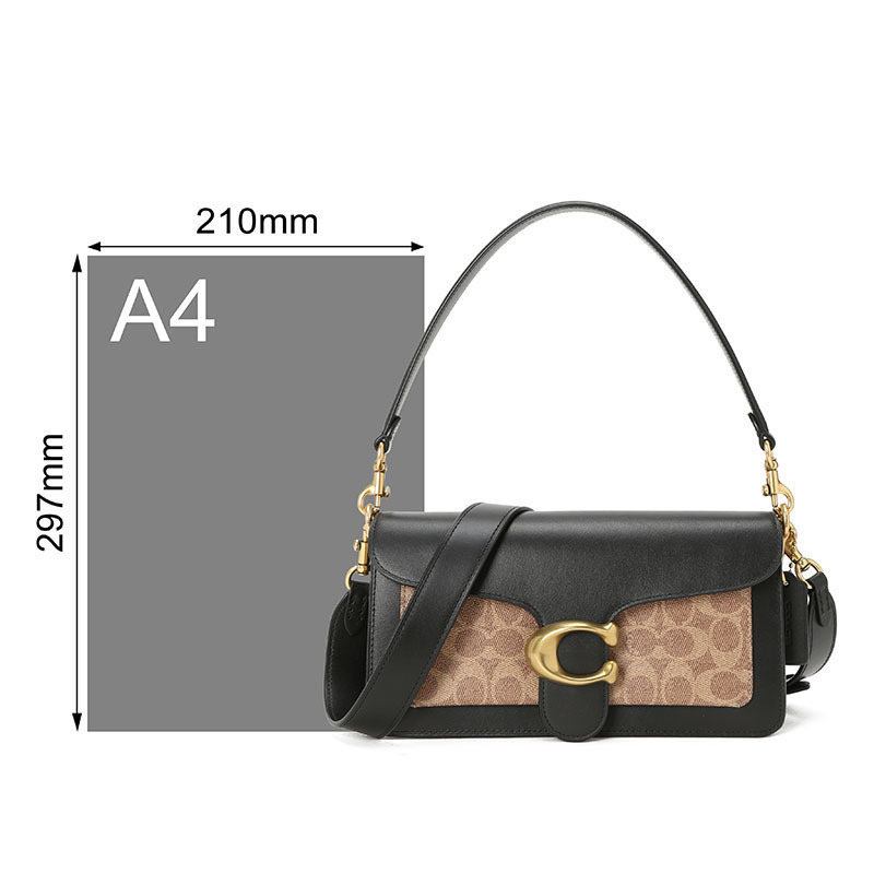 COACH 蔻驰 女包 TABBY通勤肩背 单肩包 手提包 老花拼皮金扣91215
