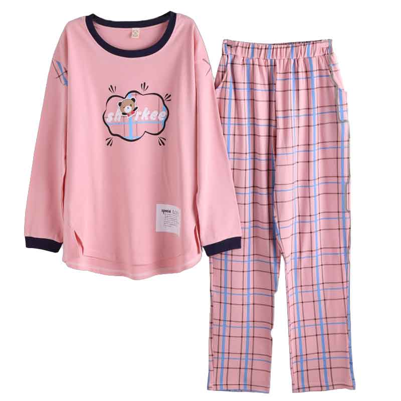 纯棉啄木鸟睡衣女春秋季长袖全棉韩版学生休闲外穿家居服秋冬套家高清大图