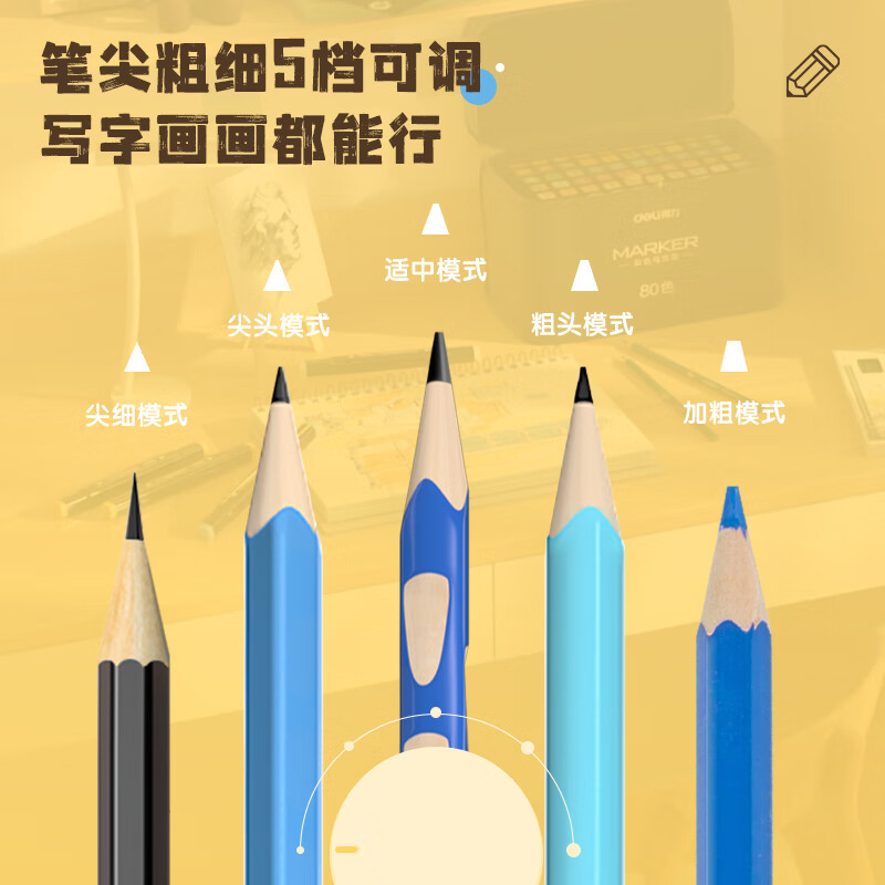 得力(deli)VA8 全自动电动转笔刀削笔器卷笔刀+HB铅笔盒 开学礼物 儿童学生美术生专用