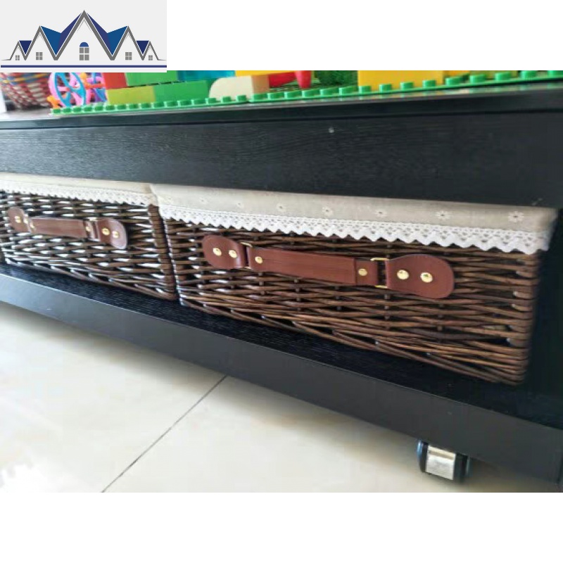 专业定做竹柳藤编收纳筐抽屉定制储物盒篮子格子整理箱柳编收纳 三维工匠收纳篮 咖啡色