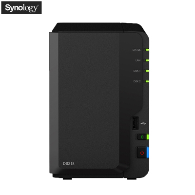 群晖(Synology)DS218 2盘位NAS网络存储服务器(含6TB内置硬盘)不规则体SATA接端口支持NAS盘红盘