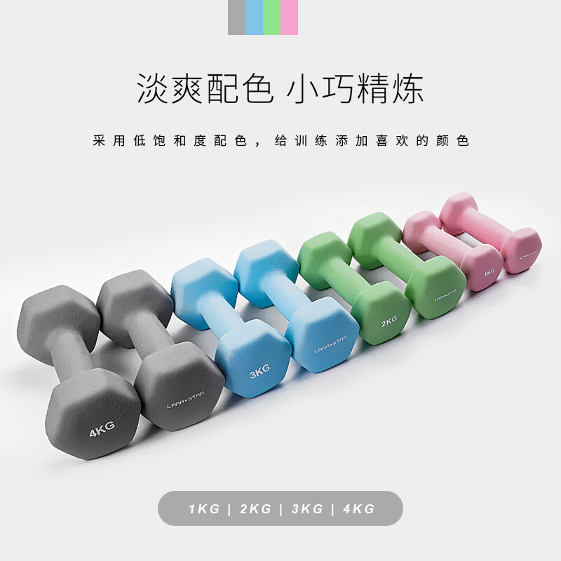 劳拉之星3052健身小哑铃健身家用塑形手臂浸塑六角哑铃男女儿童 1KG J两只装 均码高清大图