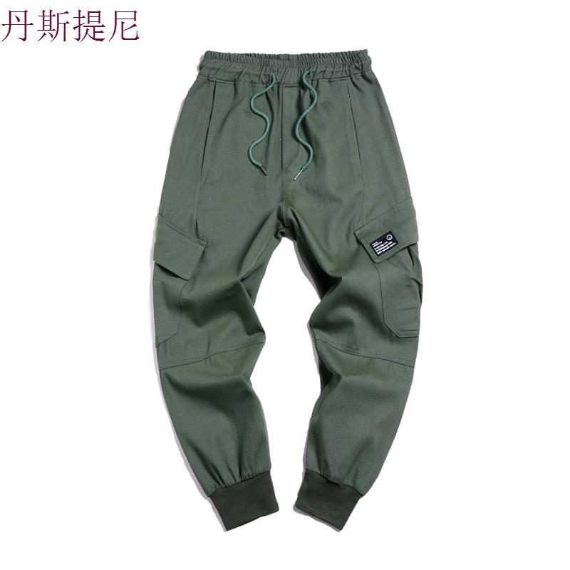 裤子男秋季新款青年学生多口袋工装九分裤韩版潮流休闲哈伦裤