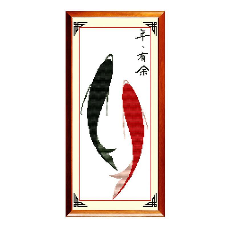 印花十字绣年年有余鱼祥图吉庆有余心想事成新款客厅餐厅画