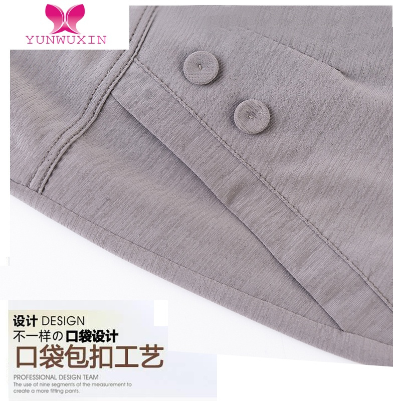 YUNWUXIN中老年妈妈夏季薄款八分裤小个子奶奶直筒裤大码宽松松紧高腰女裤