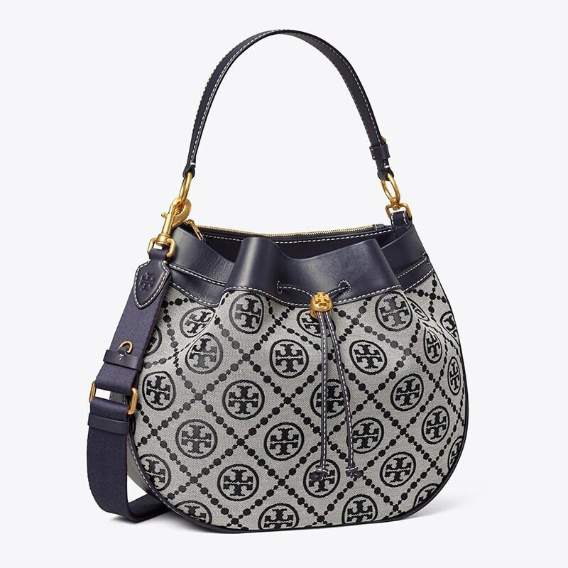 toryburch汤丽柏琦女包tmonogram提花抽绳手提包女士单肩斜挎包