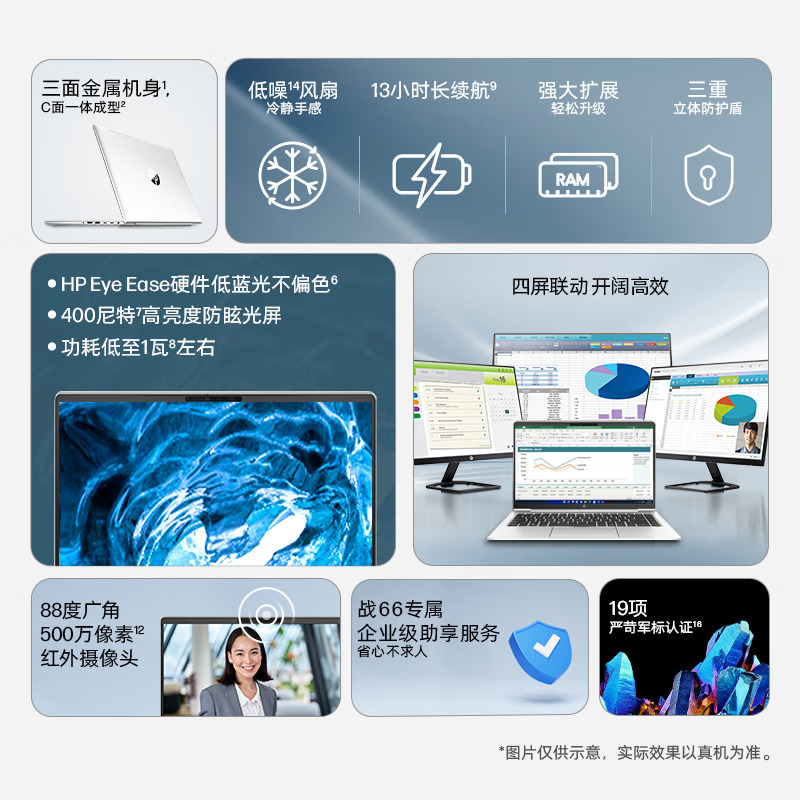 惠普(HP)战66六代7Z7K0PC 14英寸商务办公本网课学习高性能轻薄本笔记本电脑(2023酷睿13代i5-1340P 16G内存 1TB固态 高色域 低功耗长续航 人脸识别)