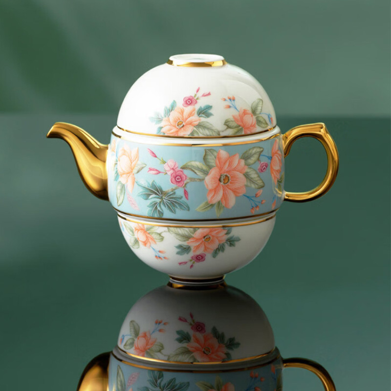 永丰源茶具套装精致陶瓷茶杯茶壶一壶两杯天青时代4头130ml高清大图