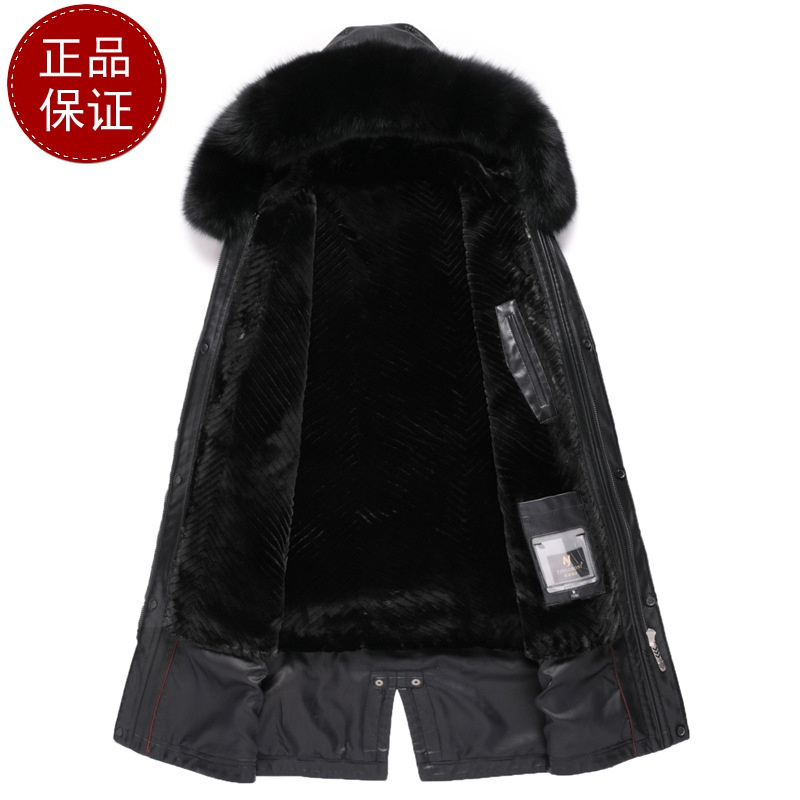 [可拆卸内胆]正品海宁真皮皮衣男整貂派克服男皮毛一体中长款水貂内胆皮草外套潮牌