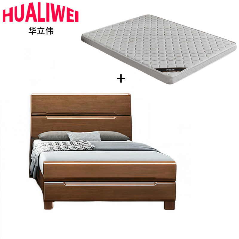 华立伟单人床+床垫1米套高清大图