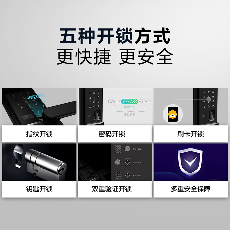 [特价清仓][全国免费安装]苏宁极物智能门锁豪华款(防盗门)指纹锁 密码锁 刷卡电子门锁 钥匙开门 金融级防护 C级锁芯